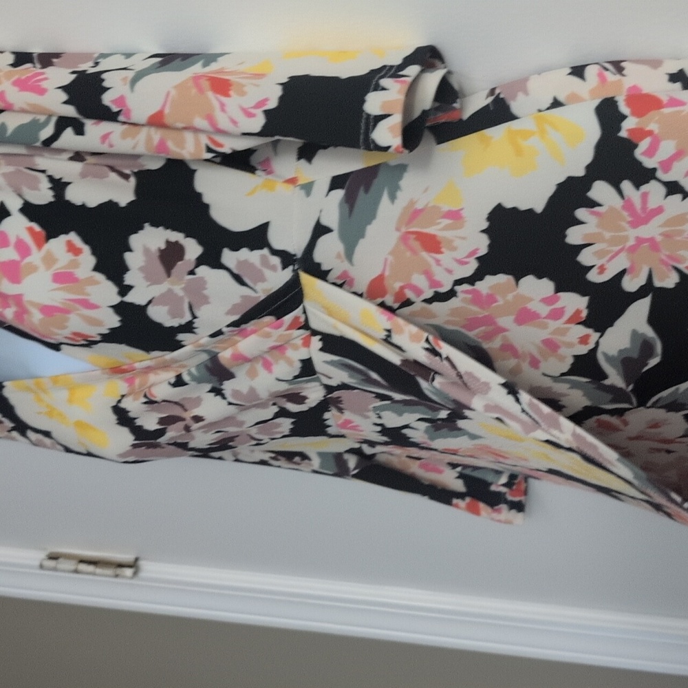 Floral Wrap Dress - Black, Pink, Yellow - Picture 4 of 9